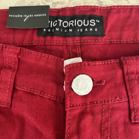 Victorious premium Jeans- size 30W x 32L-skinny fit burgundy‎ denim NEW - Picture 3 of 4